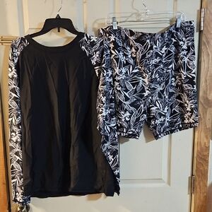 INNO PLUS SIZE 2 PIECE SWIM SET: BLACK/TROPICAL: NEW WITH TAGS: SIZE 3X